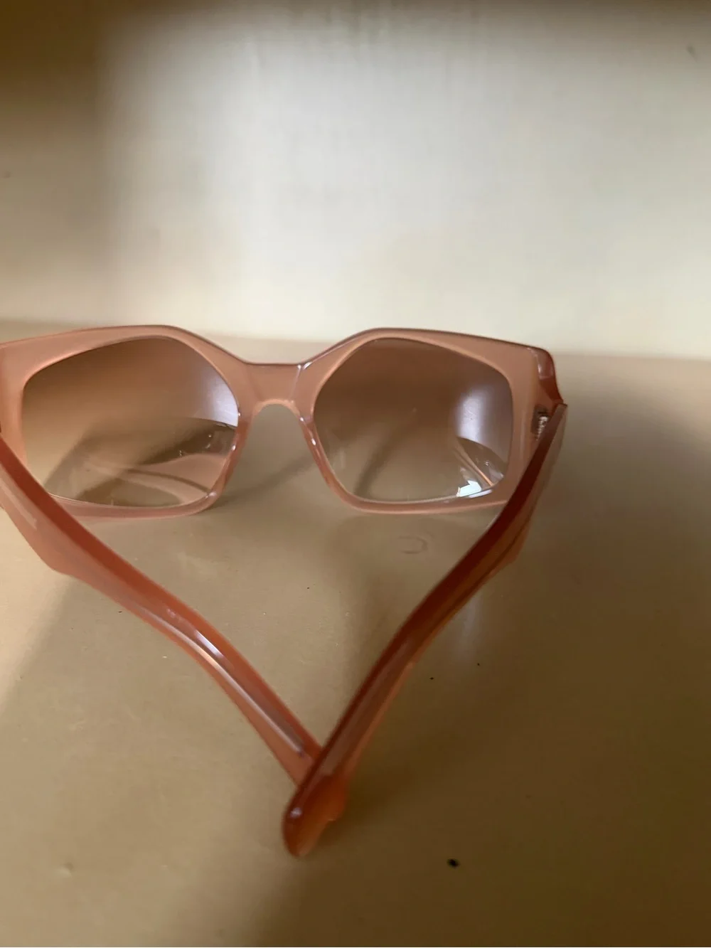 Celine Peach Beige Rectangular Oversized Sunglasses